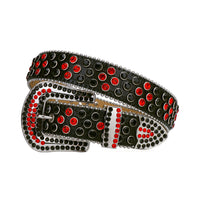 Black Strap With Red & Black Sparkly Rhinestone Belt