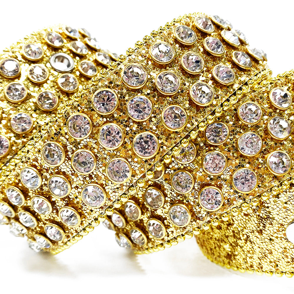 Gold Wave Buckle Crystal Rhinestone Western Belt