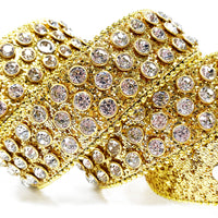 Gold Wave Buckle Crystal Rhinestone Western Belt
