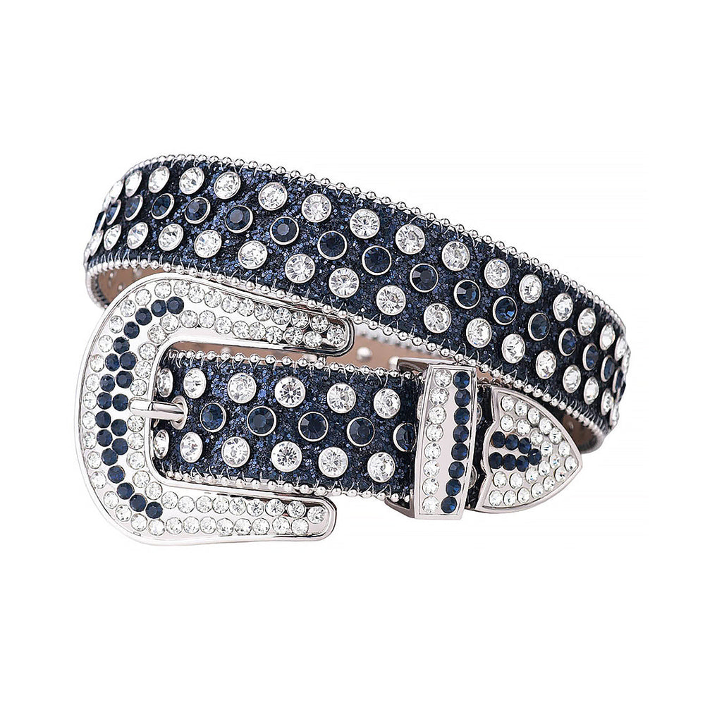 Blue Strap With Silver & Blue Embellished Rhinestone Belt