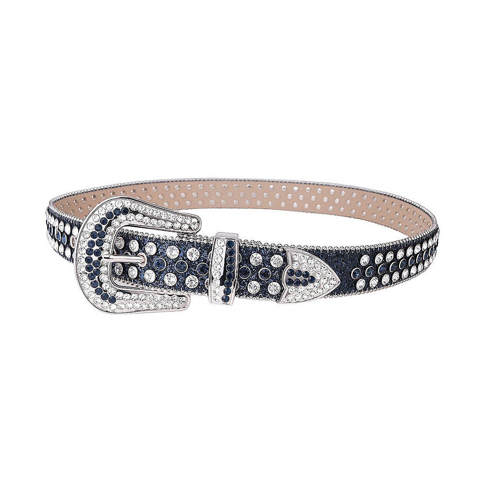 Blue Strap With Silver & Blue Embellished Rhinestone Belt