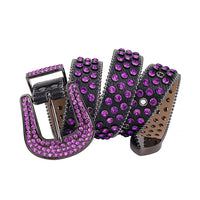 Black Strap With Purple Sparkly Rhinestone Belt