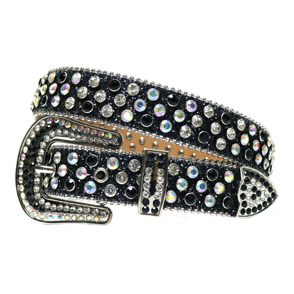 AB Black Cowgirl Crystal Rhinestone Western Belt