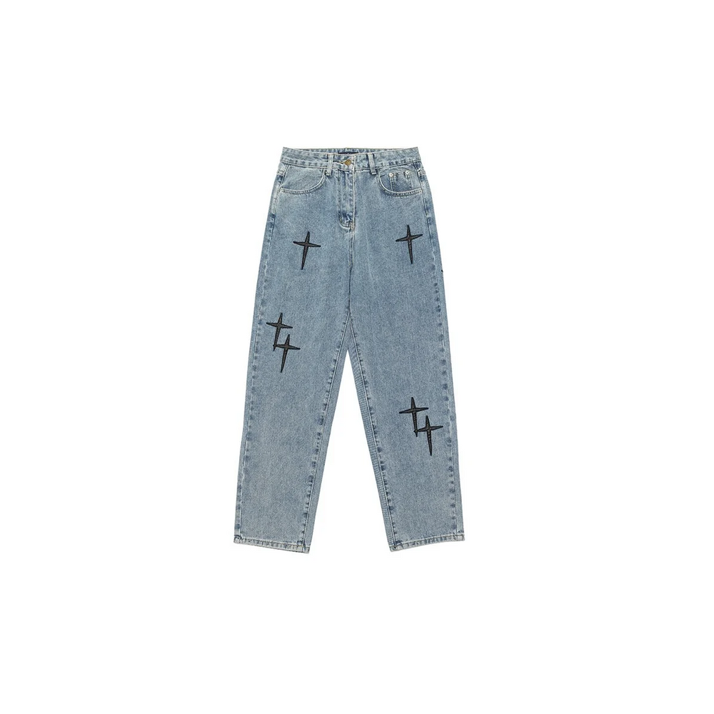Men's Street Style Print Cargo Denim Pants