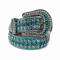 Aqua Blue Turquoise Strap With Diamond White & Aqua Blue Encrusted Rhinestone Belt