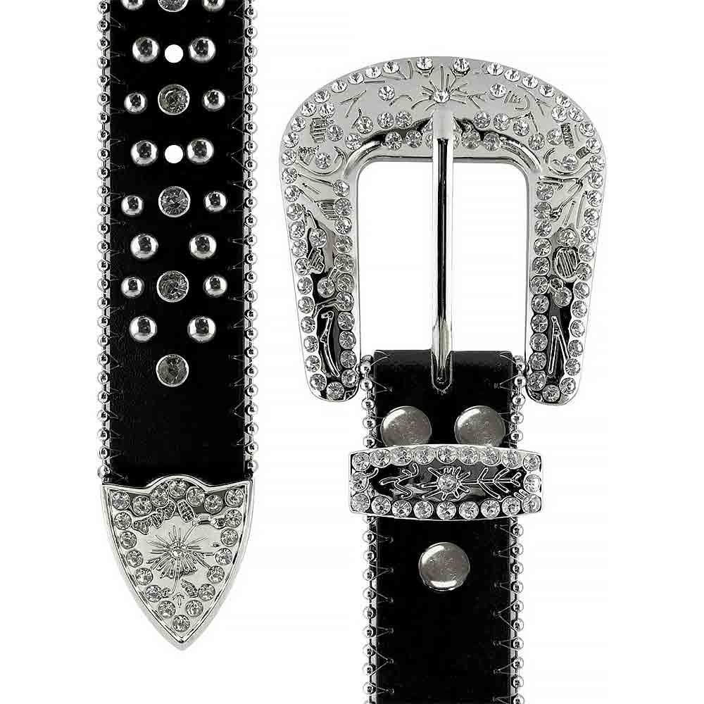 Black Cross Studs With Studs And White Studs Studded Rhinestones Belts