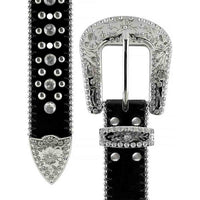 Black Flower With Studs And White Studs Embellished Rhinestones Belts