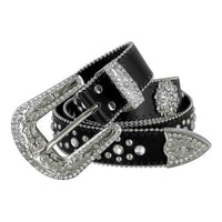 Black Flower With Studs And White Studs Embellished Rhinestones Belts