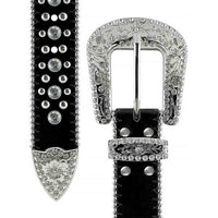Black Scout With Studs And White Studs Encrusted Rhinestones Belts