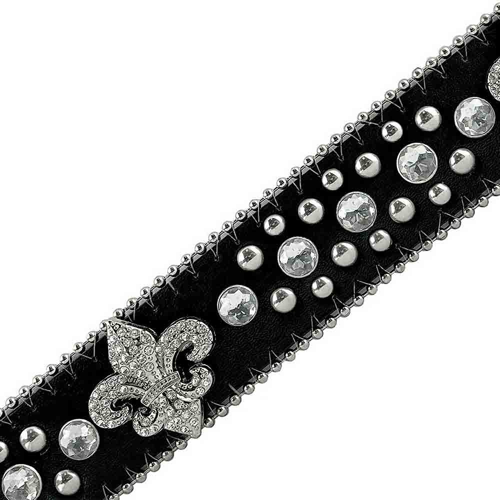 Black Scout With Studs And White Studs Encrusted Rhinestones Belts