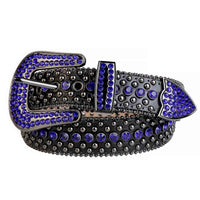 Black Strap With Black & Blue Encrusted Rhinestone Belt