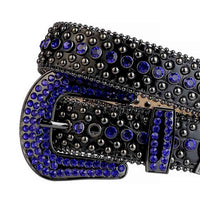 Black Strap With Black & Blue Encrusted Rhinestone Belt