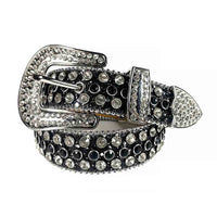 Black Strap With Black & Diamond White Encrusted Rhinestone BB Belt