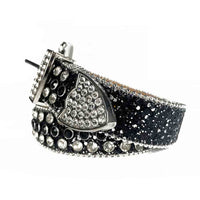 Black Strap With Black & Diamond White Encrusted Rhinestone BB Belt