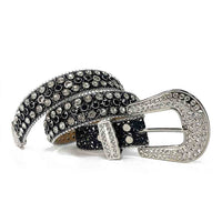 Black Strap With Black & Diamond White Embellished Rhinestone BB Belt
