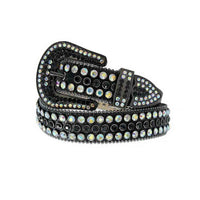 Black Strap With Black & Multi Color Embellished Rhinestone Belt