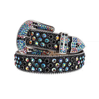 Black Strap With Black & Multi Encrusted Rhinestone Belt