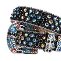 Black Strap With Black & Multi Encrusted Rhinestone Belt
