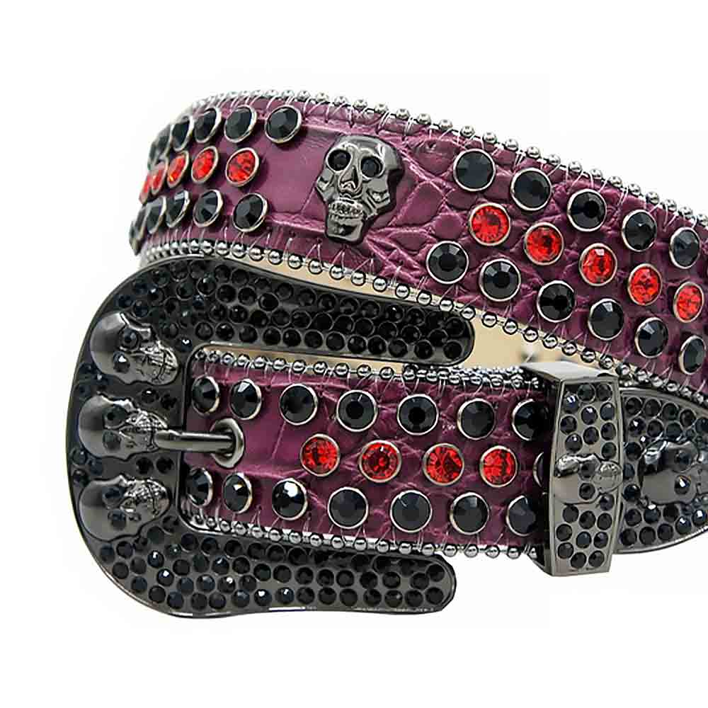Black Strap With Black & Red Encrusted Rhinestone Belt