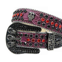 Black Strap With Black & Red Encrusted Rhinestone Belt