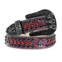 Black Strap With Black & Red Encrusted Rhinestone Belt
