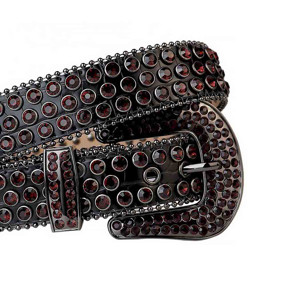 Black Strap With Brown Encrusted Rhinestone Belt