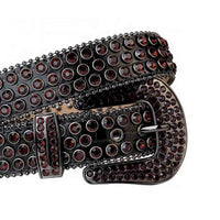 Black Strap With Brown Encrusted Rhinestone Belt