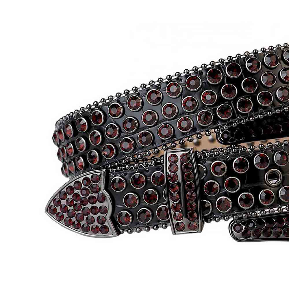 Black Strap With Brown Encrusted Rhinestone Belt