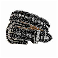 Black Strap With Diamond White & Black Embellished Rhinestone Belt