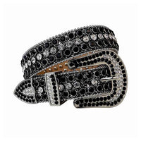 Black Strap With Diamond White & Black Embellished Rhinestone Belt