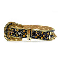 Black Strap With Gold & Black Embellished Rhinestone Belt