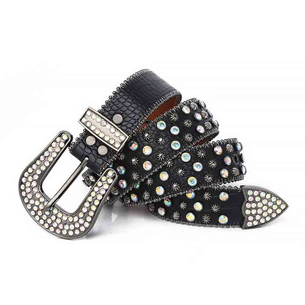 Black Strap With Multi Sparkle Gems BB Rhinestones Belt