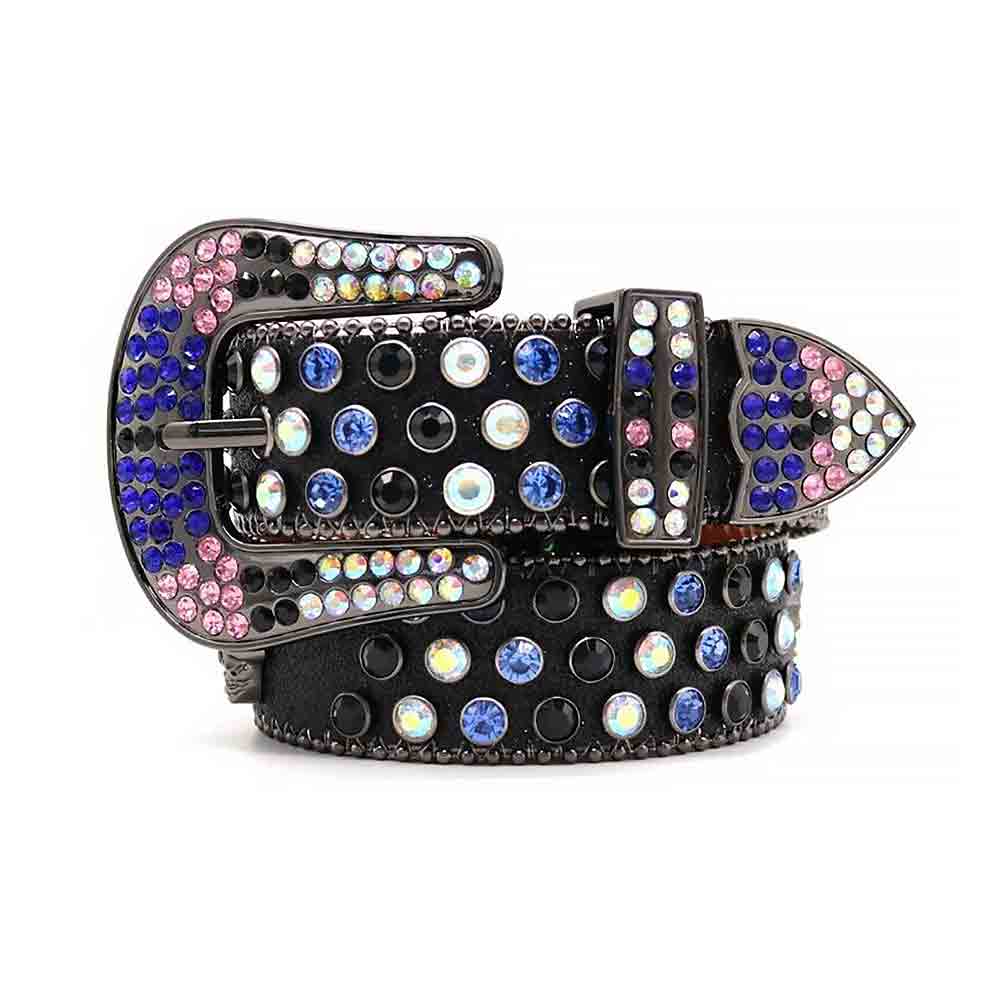 Black Skull Strap With Multi Adorned Rhinestone Belt