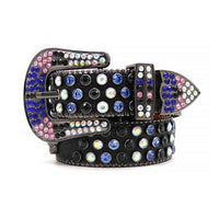 Black Skull Strap With Multi Adorned Rhinestone Belt