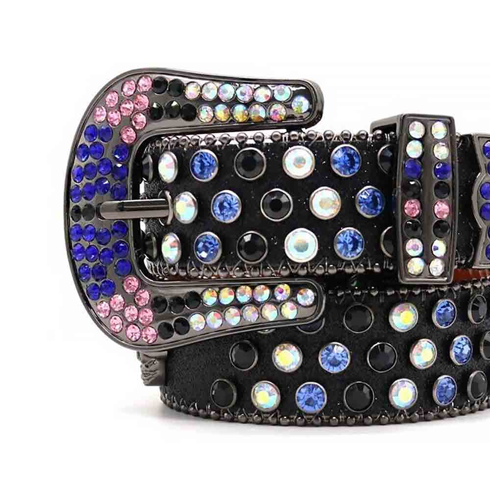 Black Skull Strap With Multi Adorned Rhinestone Belt