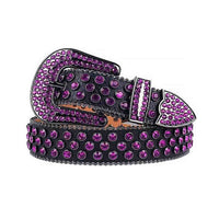 Black Strap With Purple Encrusted Rhinestone Belt