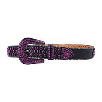Black Strap With Purple Encrusted Rhinestone Belt