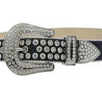 Black Strap With Dazzling White Adorned Rhinestone Belt
