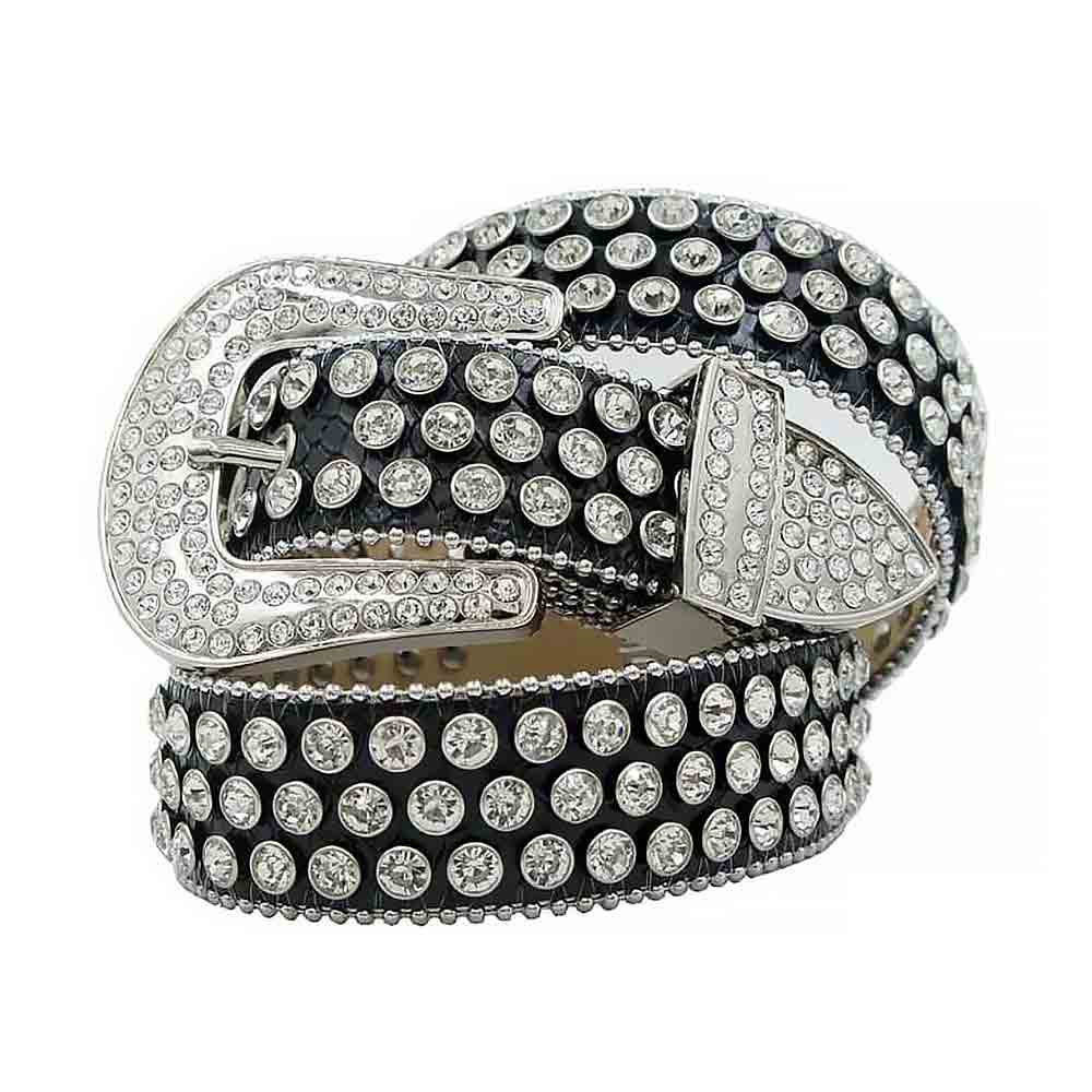 Black Strap With Dazzling White Adorned Rhinestone Belt