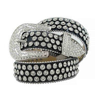 Black Strap With Dazzling White Adorned Rhinestone Belt