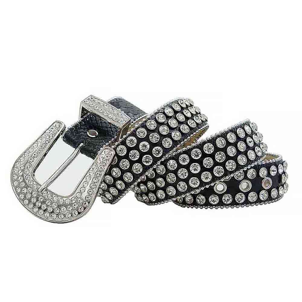 Black Strap With Dazzling White Adorned Rhinestone Belt