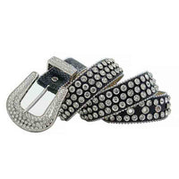 Black Strap With Shimmering White Embellished Rhinestone Belt