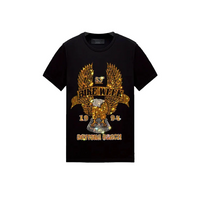 Crystal-Studded Eagle Wing Biker T-shirt