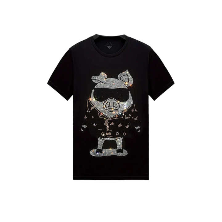 Crystal-Studded Bear Pop Style T-shirt