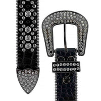 Black With Black Studs And White Gems Encrusted Rhinestones Belts