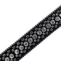 Black With Black Studs And White Gems Encrusted Rhinestones Belts