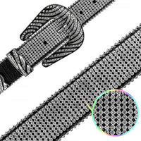 Black With Design White Gems Embellished Rhinestones Belts