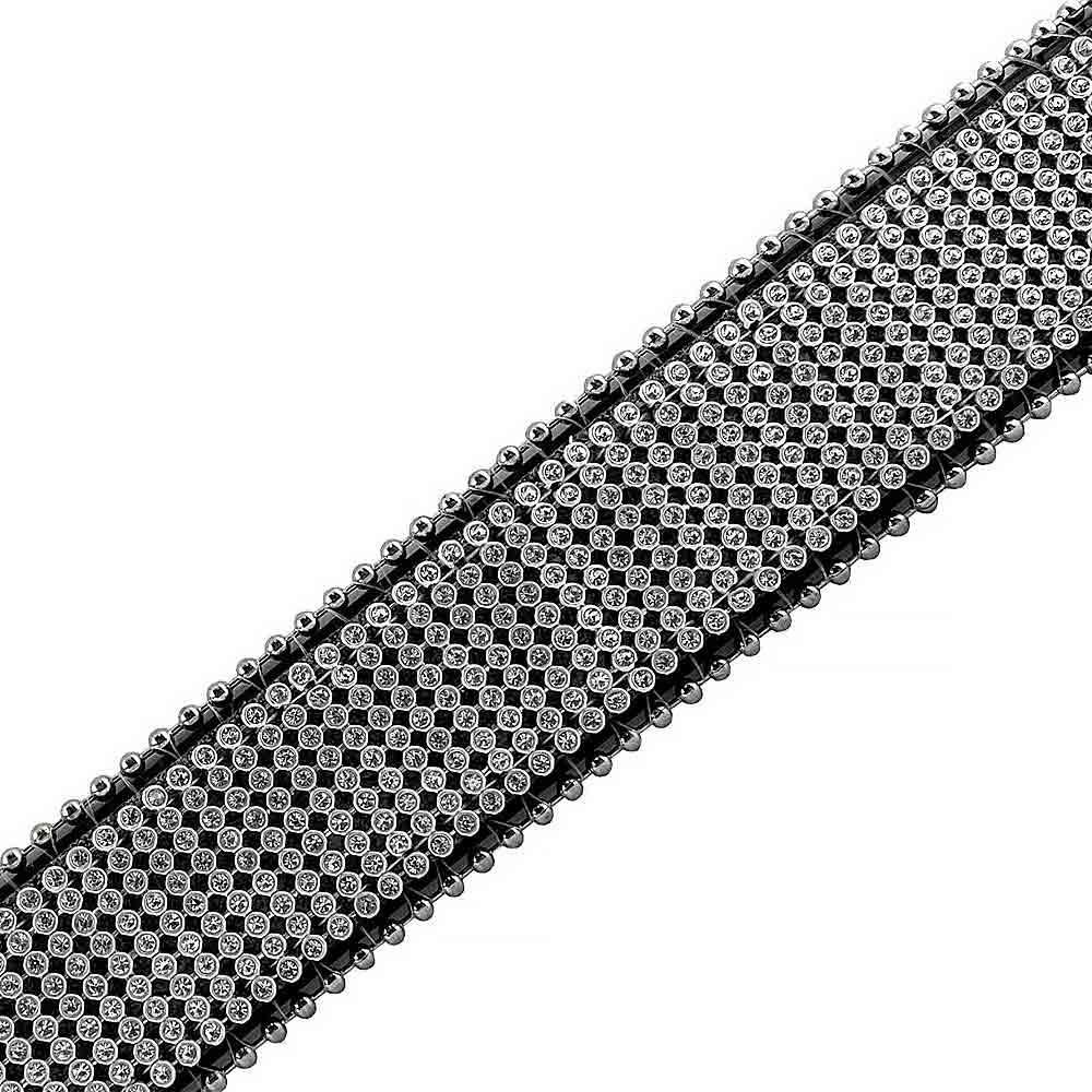 Black With Design White Gems Embellished Rhinestones Belts