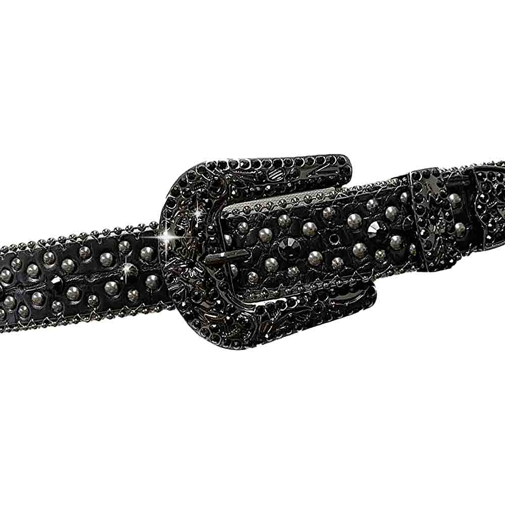 Black With Studs And Black Gems Encrusted Rhinestones Belts