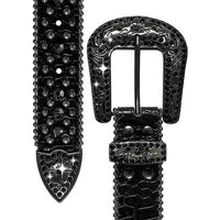 Black With Studs And Black Gems Encrusted Rhinestones Belts